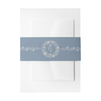 Blue Periwinkle Wildflower Wedding Belly Band Invitation Belly Band