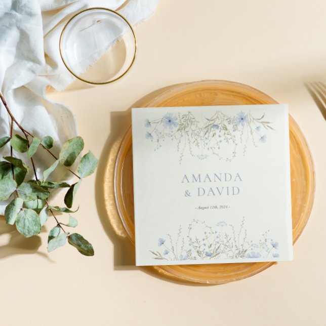 Blue Periwinkle Wildflower Wedding  Napkin (Creator Uploaded)