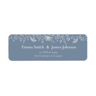 Blue Periwinkle Wildflower Wedding Return Address Label