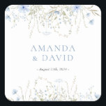 Blue Periwinkle Wildflower Wedding  Square Sticker<br><div class="desc">Blue Periwinkle Wildflower Wedding Square Sticker</div>