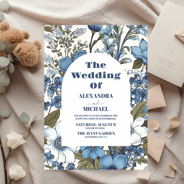 Blue Periwinkle Wildflowers Wedding Invitation (Creator Uploaded)