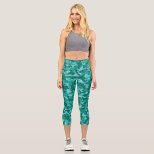 Blue Persian Camouflage Capri Leggings