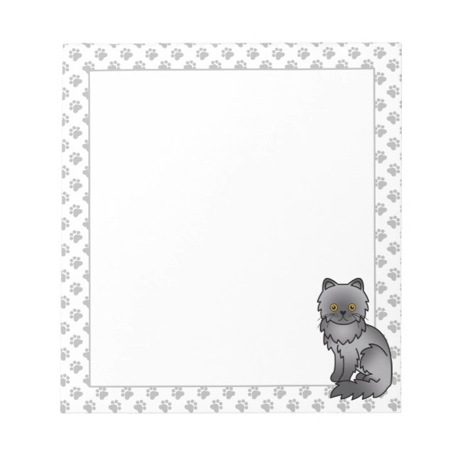 Blue Persian Cute Cartoon Cat Illustration Notepad (Front)