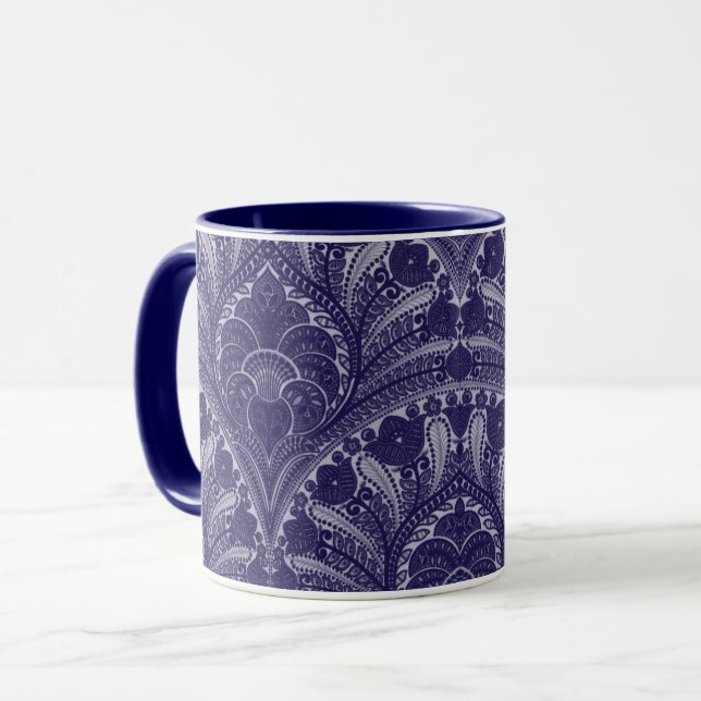 Blue Persian Floral Print Mug (Front Left)