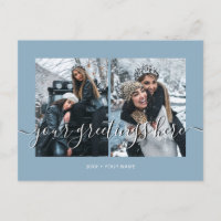 Blue Personalised 2 photos Universal Greetings