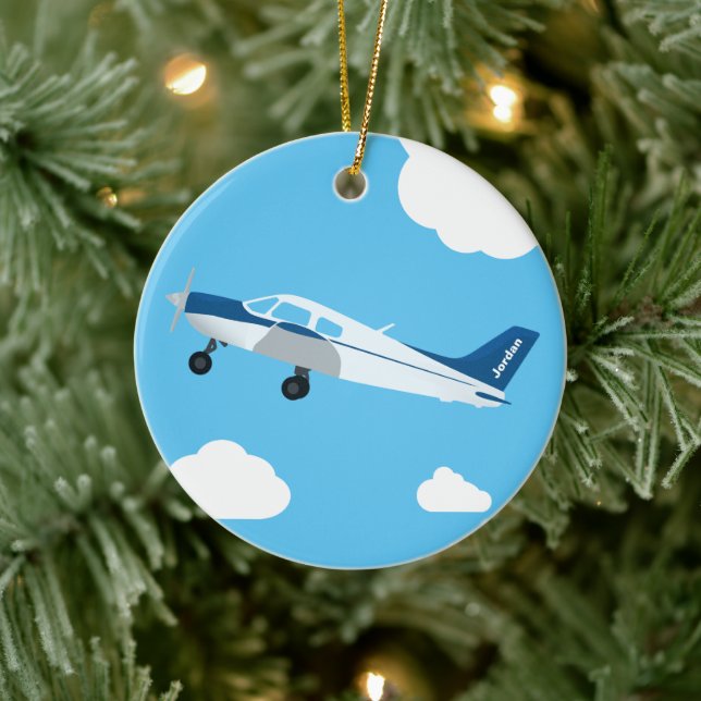 Blue Personalised Aeroplane Ornament (Tree)