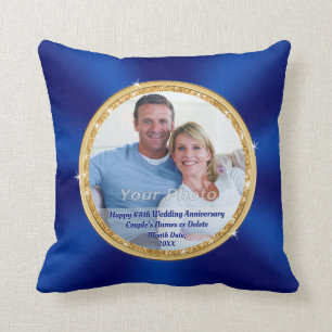 Blue Personalised Anniversary Photo Gifts, Delete Cushion