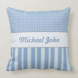 Blue Personalised Baby Nursery Pillow