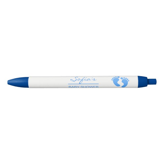 Blue Personalised Baby Shower Pens - Baby Feet (Front)