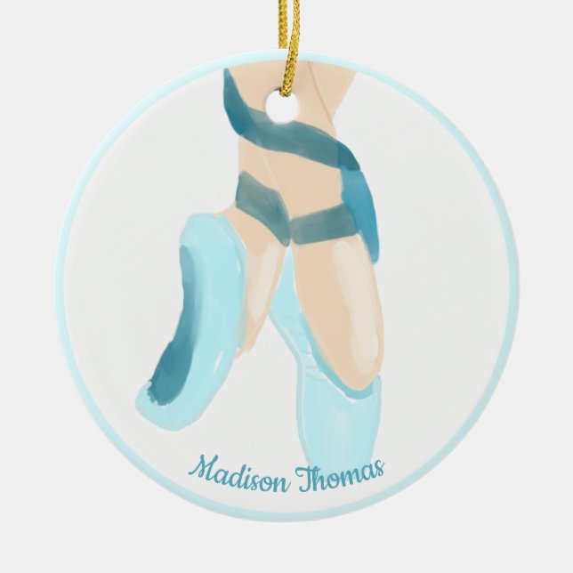  Blue Personalised Ballet Slippers Ceramic   Ceramic Ornament (Front)