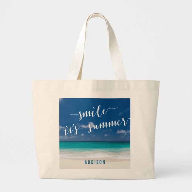 Blue Personalised Beach Bags Jumbo Tote (Front)