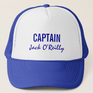 Blue Personalised Captain Trucker Hat