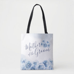 Blue personalised floral mother of the groom tote bag