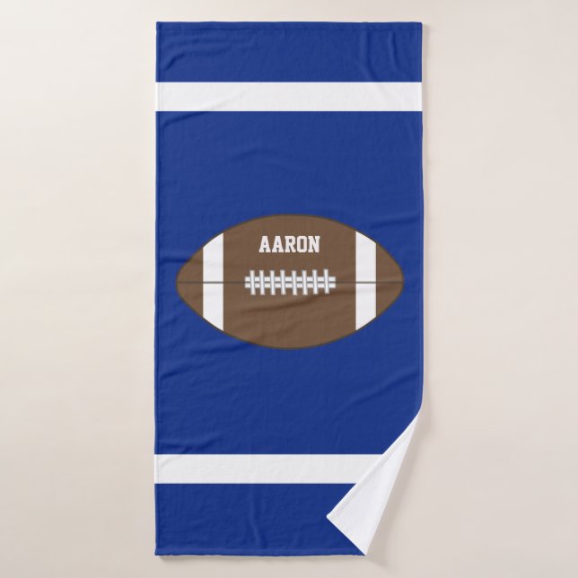 Blue Personalised Football Bath Towel (Bath Towel)
