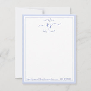 Blue Personalised From The Desk Of Note Card