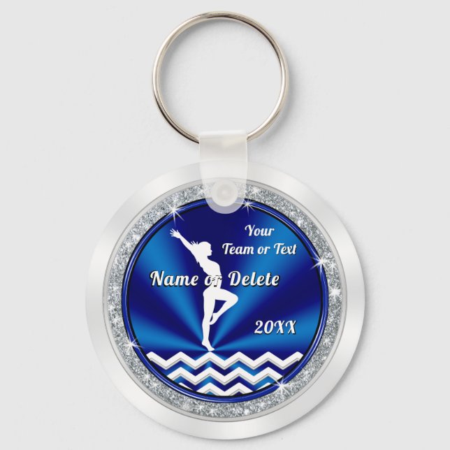 Blue Personalised Gymnastics Gifts for Girls Team Key Ring (Front)