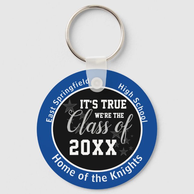 Blue Personalised High School Class of 2022 Key Ring (Front)