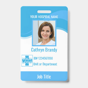 blue Personalised Hospital or Clinic Employee ID Badge