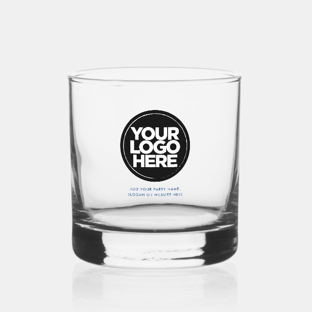 Blue | Personalised Logo and Text Whiskey Glasses (Front)