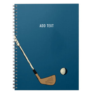 Blue Personalised Modern Vintage Golf  Notebook