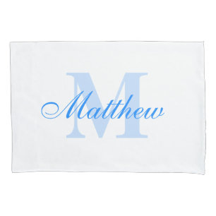 Blue Personalised Monogram Custom Pillow Case