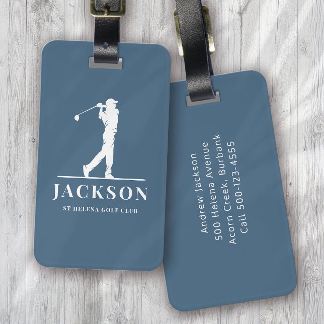 Blue Personalised Monogram Golfer Luggage Tag (Creator Uploaded)