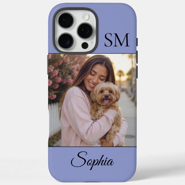 Blue Personalised Name Initials One Photo Case-Mate iPhone Case (Back)