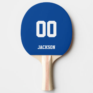 Blue Personalised Name Number Ping Pong Paddle