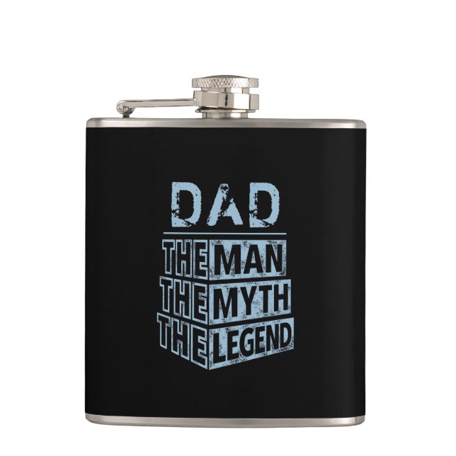 Blue Personalised Name The Man The Myth The Legend Hip Flask (Front)