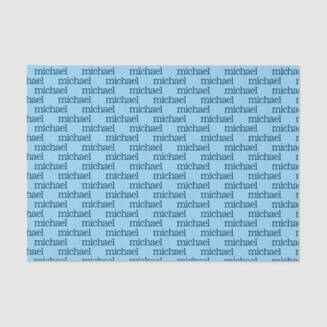 Blue Personalised Name Tissue Paper (Front)