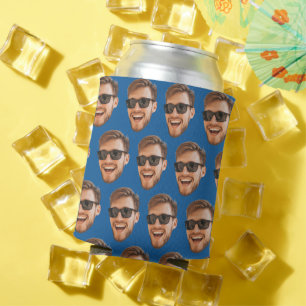 Blue Personalised Party Supplies With Face Can Cooler