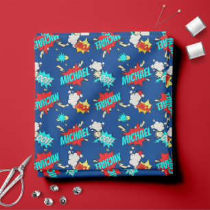 Blue Personalised Pop Art OOF! POW! 💥🦸Comic Book Fabric