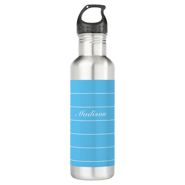 Blue Personalised Stainless Steel Water Bottle (Front)