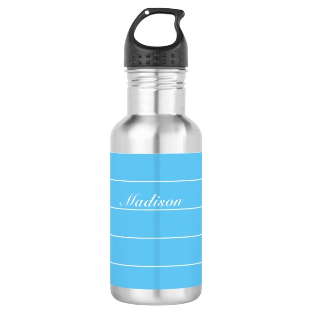 Blue Personalised Stainless Steel Water Bottle (Front)
