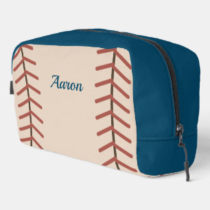 Blue Personalised Vintage Baseball Toiletries Bag