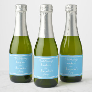 Blue Personalised Wedding Mini Sparkling Wine Labe Sparkling Wine Label