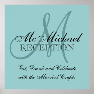 Blue Personalised Wedding Reception Sign