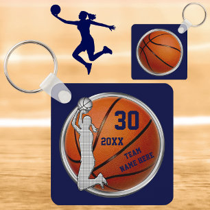 Blue, Personalized Basketball Keychains, for Girls Key Ring