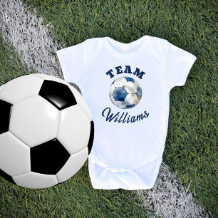 Blue Personalized Soccer Ball Boys Baby Bodysuit