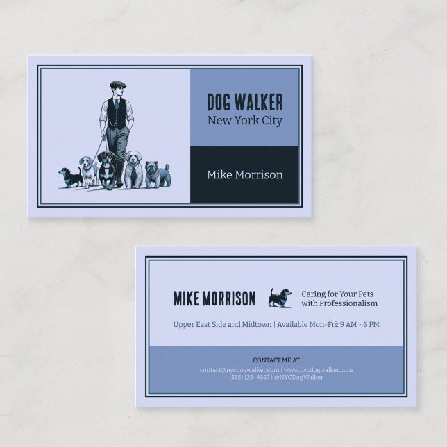 blue pet dog carrier vintage 1920 business card (Creator Uploaded)