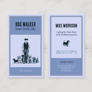 blue pet dog carrier vintage 1920 business card