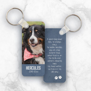 Blue Pet Memorial Poem & Pet Photo Key Ring