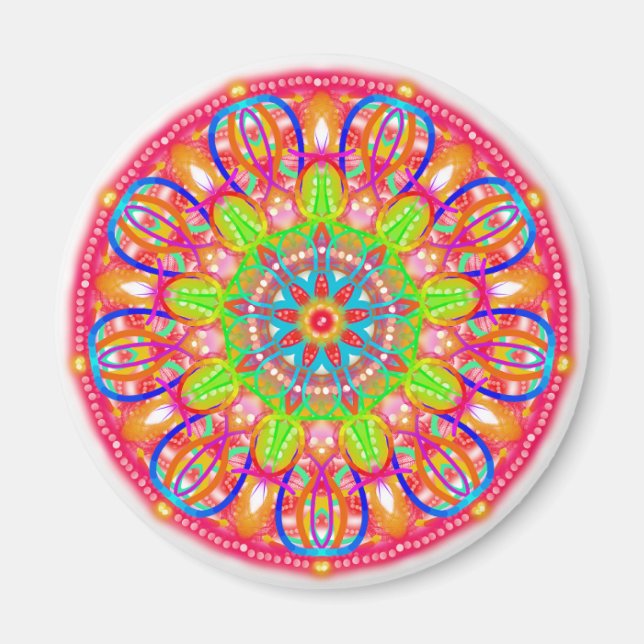 Blue Petal Flower Mandala Boho Magnet (Front)