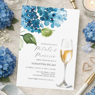 Blue Petals and Prosecco Bridal Shower Invitations