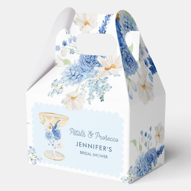 Blue Petals and Prosecco Floral Bridal Shower Favour Box (Front)