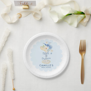 Blue Petals and Prosecco Paper Plate