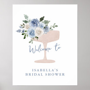 Blue Petals Prosecco Garden Bridal Shower Welcome Poster