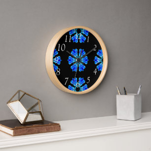 Blue Petals Wall Clock