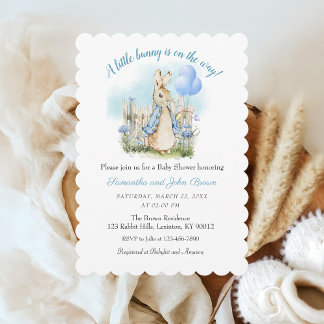 Blue Peter Rabbit Baby Shower Boy Invitation