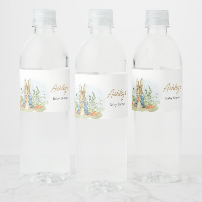 Blue Peter Rabbit Baby Shower Water Bottle Label (Bottles)